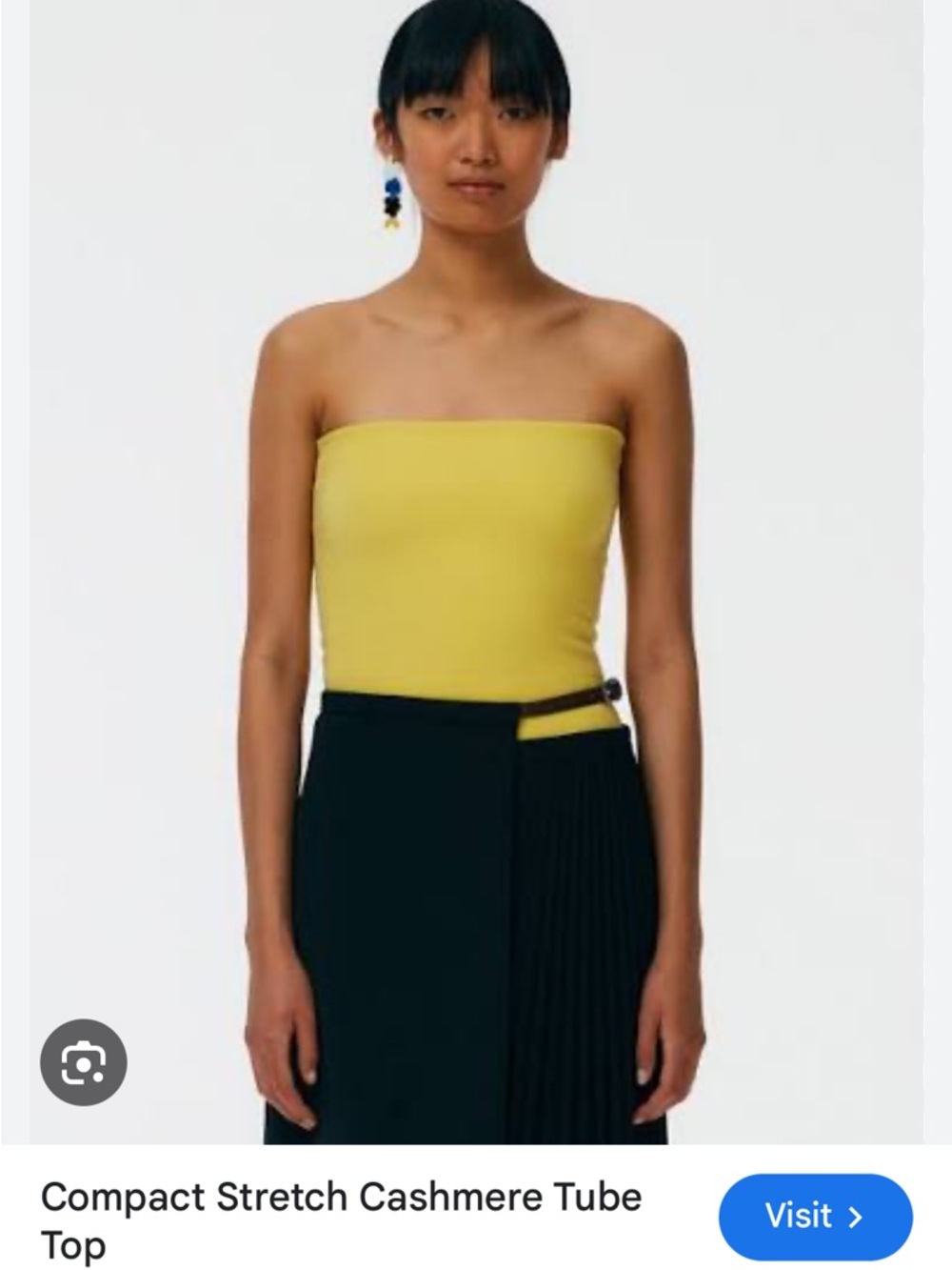 Tibi Compact Stretch Cashmere Tube Top in Yellow